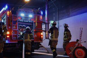 Einsatzkräfte während der Übung