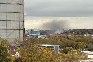 Dachstuhlbrand aus der Entfernung sichtbar